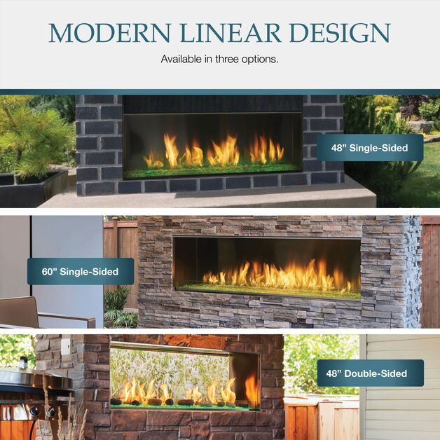 Monessen 48" Lanai Outdoor Linear Fireplace with IntelliFire Ignition System Single-Sided